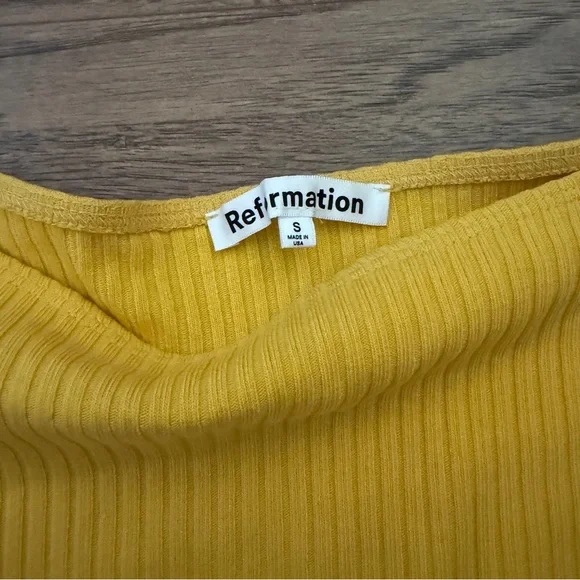 NWOT $88 Reformation Knit Ribbed Mini Skirt Mustard Yellow, S, Small - Picture 4 of 5